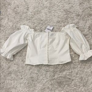 White Ruffle sleeve top